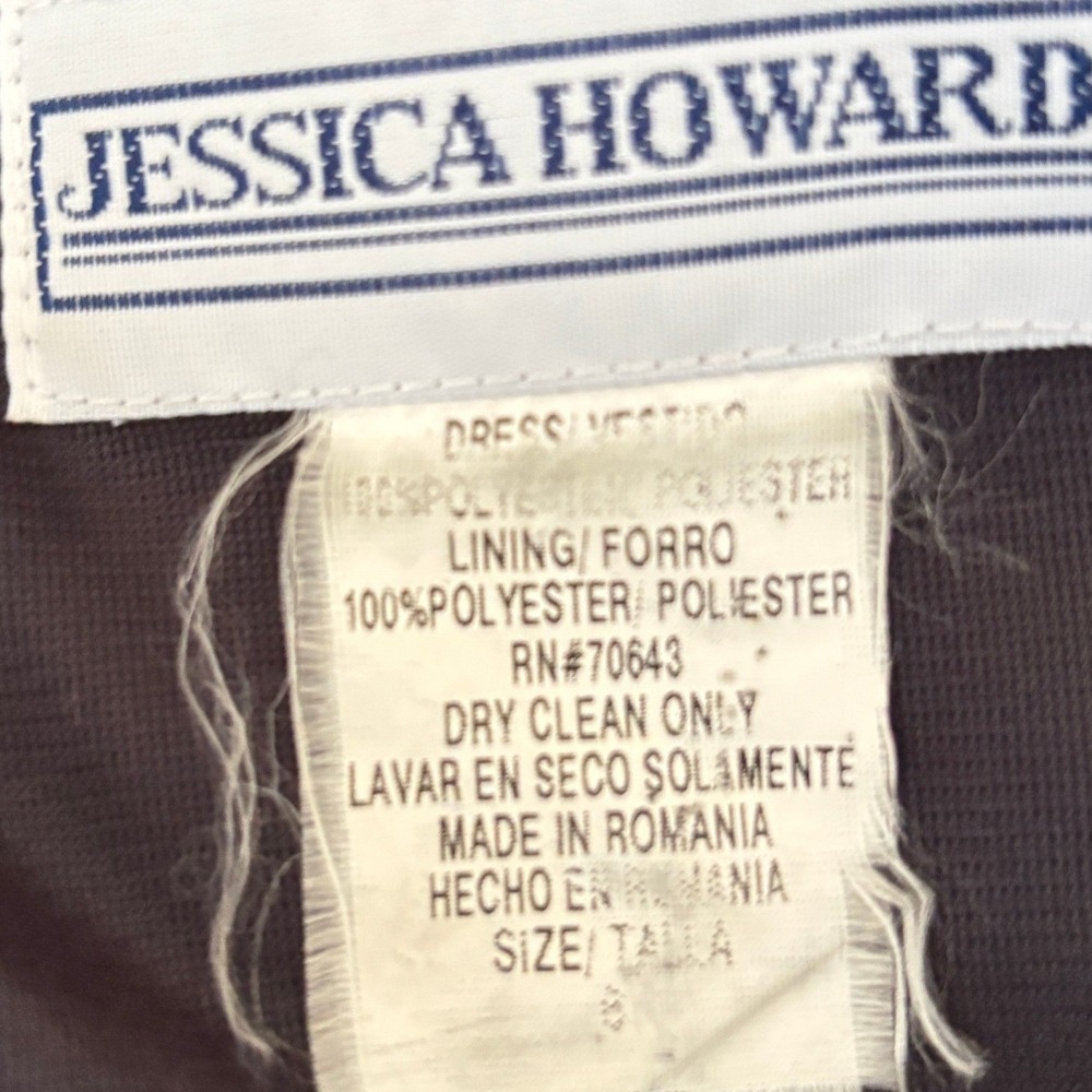 Vintage Jessica Howard Navy Pink Rose Floral Maxi Dress Size 6 Layered Hem - Picture 4 of 6